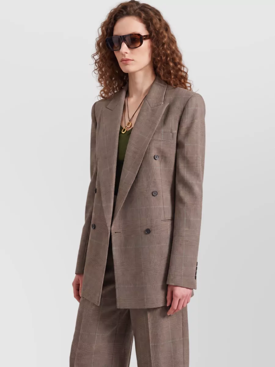 The Frankie Shop Virgin Wool Checked Oversized Double-Breasted Blazer