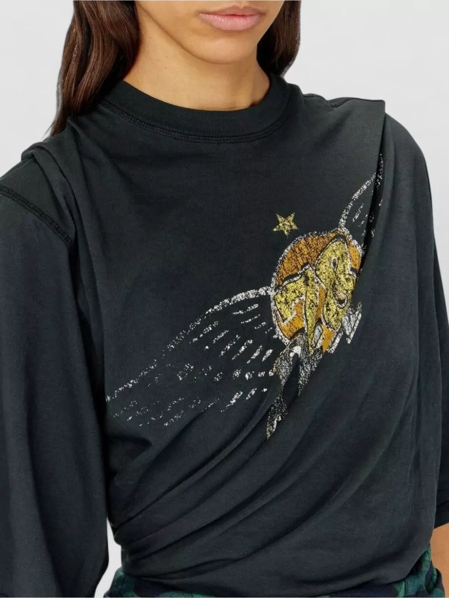 Diesel Cotton Draped Printed T-Shirt