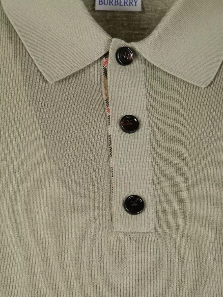 Burberry Wool Polo Shirt Long Sleeves Check Placket