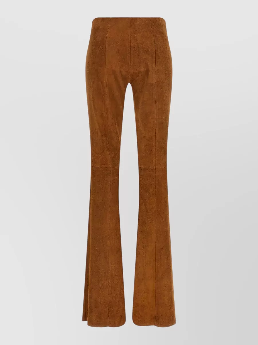 Stouls suede high-rise flared panelled trousers