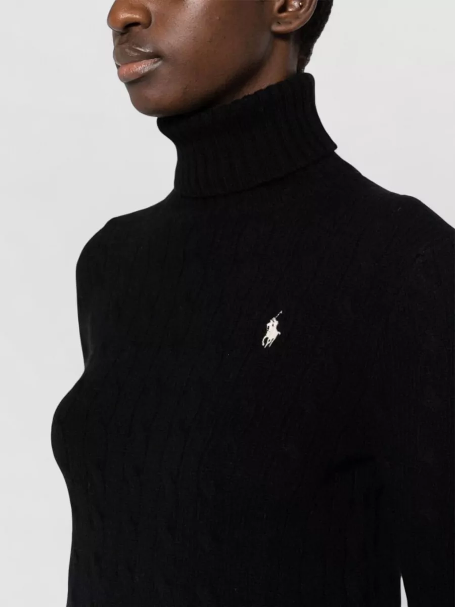 Ralph Lauren Cable Knit Turtleneck Sweater Logo Detail
