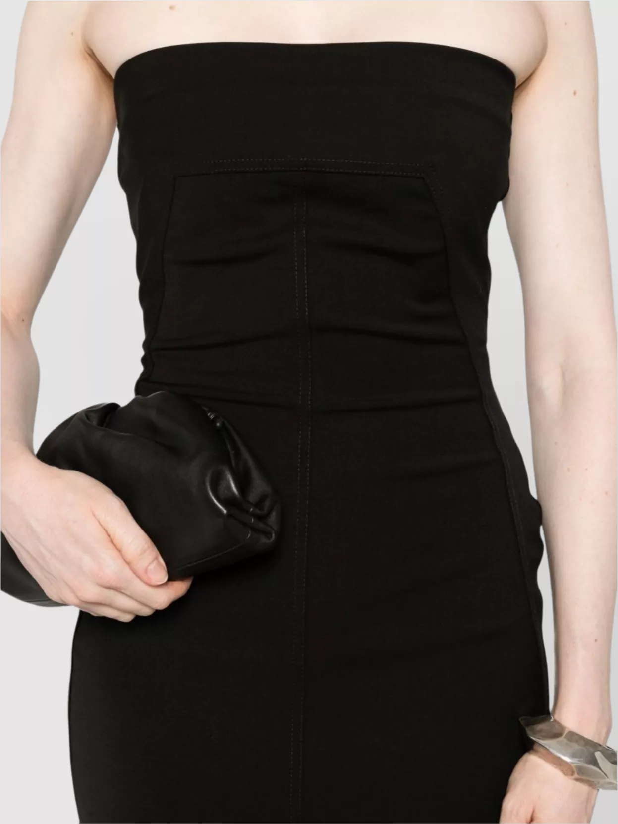 Rick Owens Strapless Bodycon Midi Dress Slit