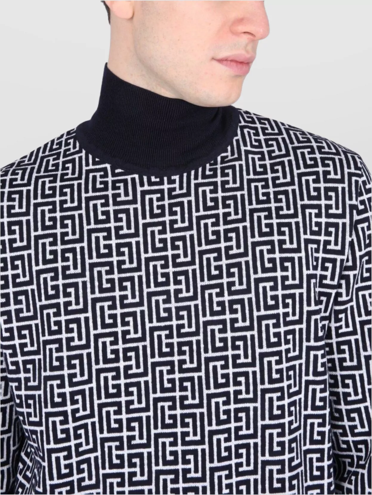 Balmain Monogram Logo High Neck Sweater