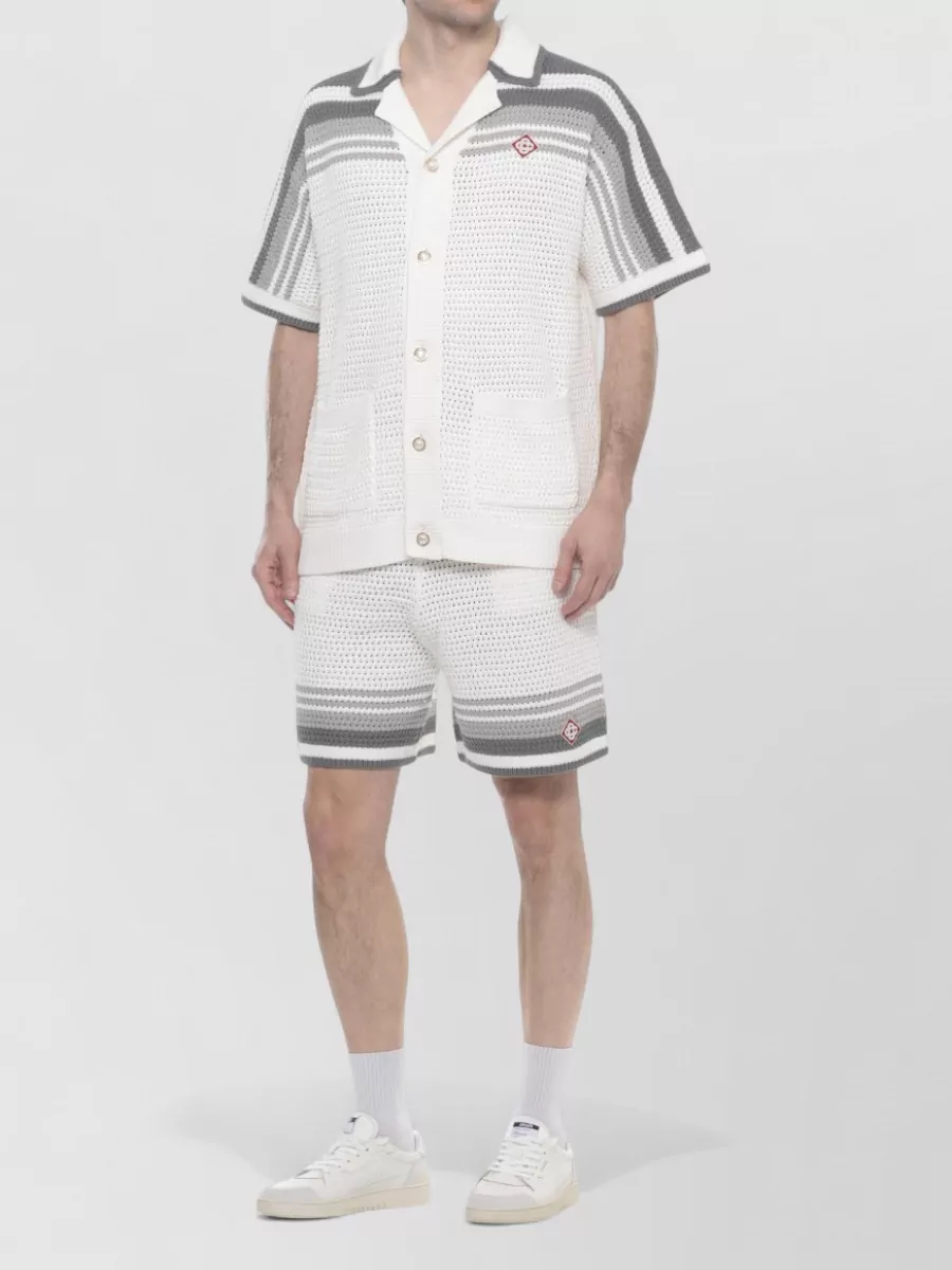 Casablanca Crochet Short-Sleeve Bowling Shirt