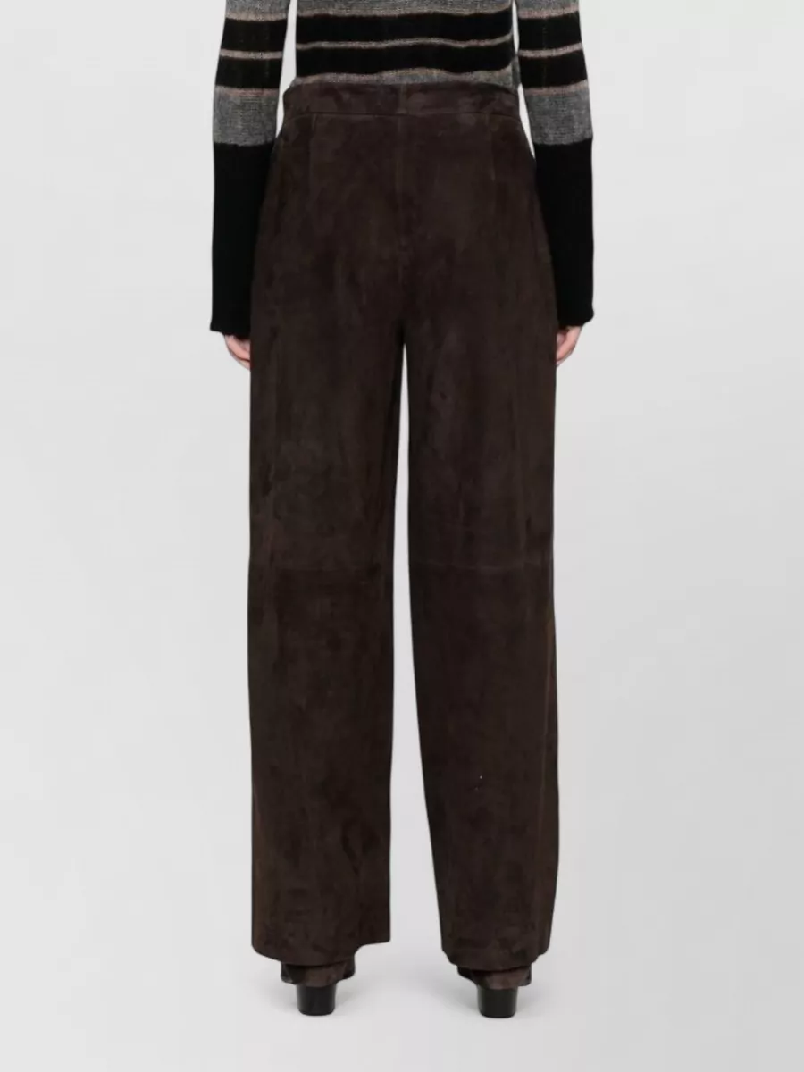Via Masini 80 Leather High-Rise Wide-Leg Trousers