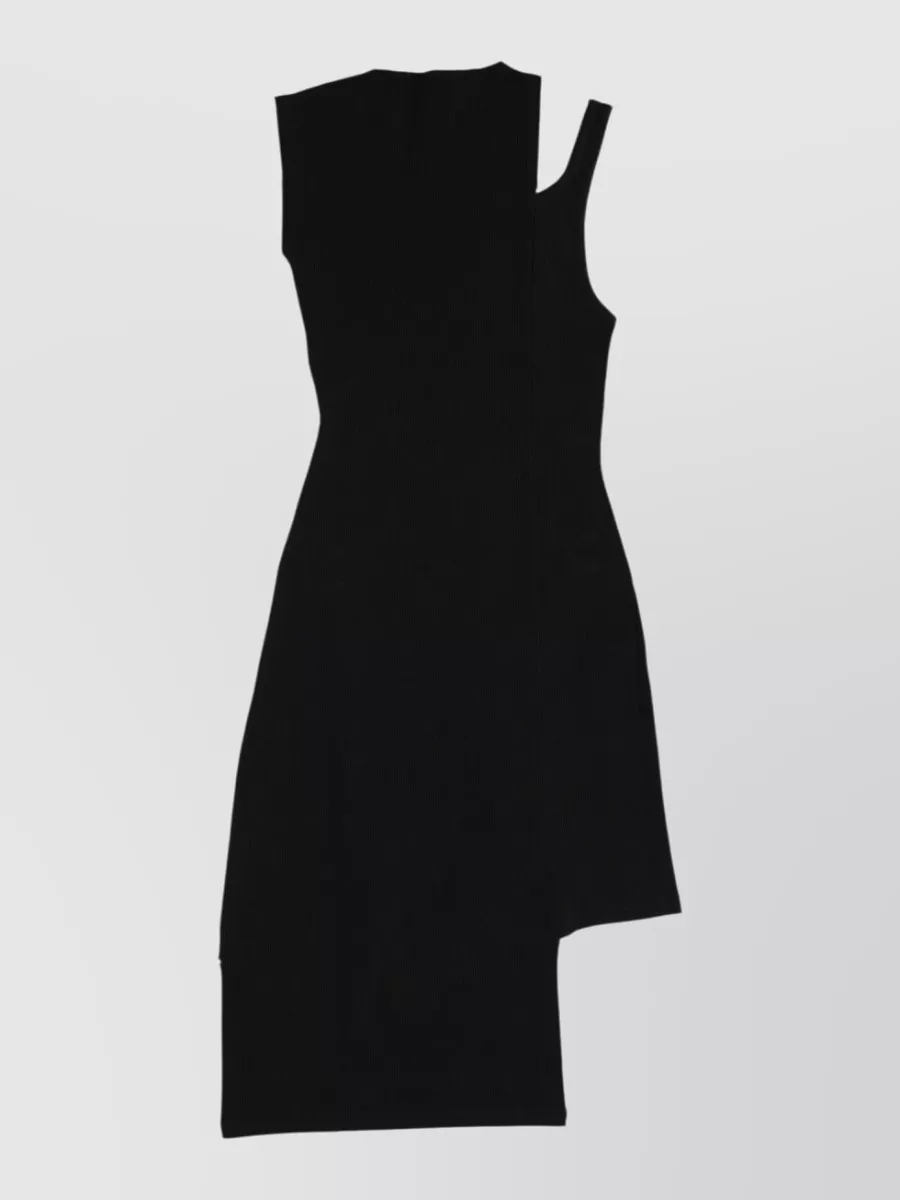 Courrèges Ribbed Asymmetric Sleeveless Dress Round Neckline