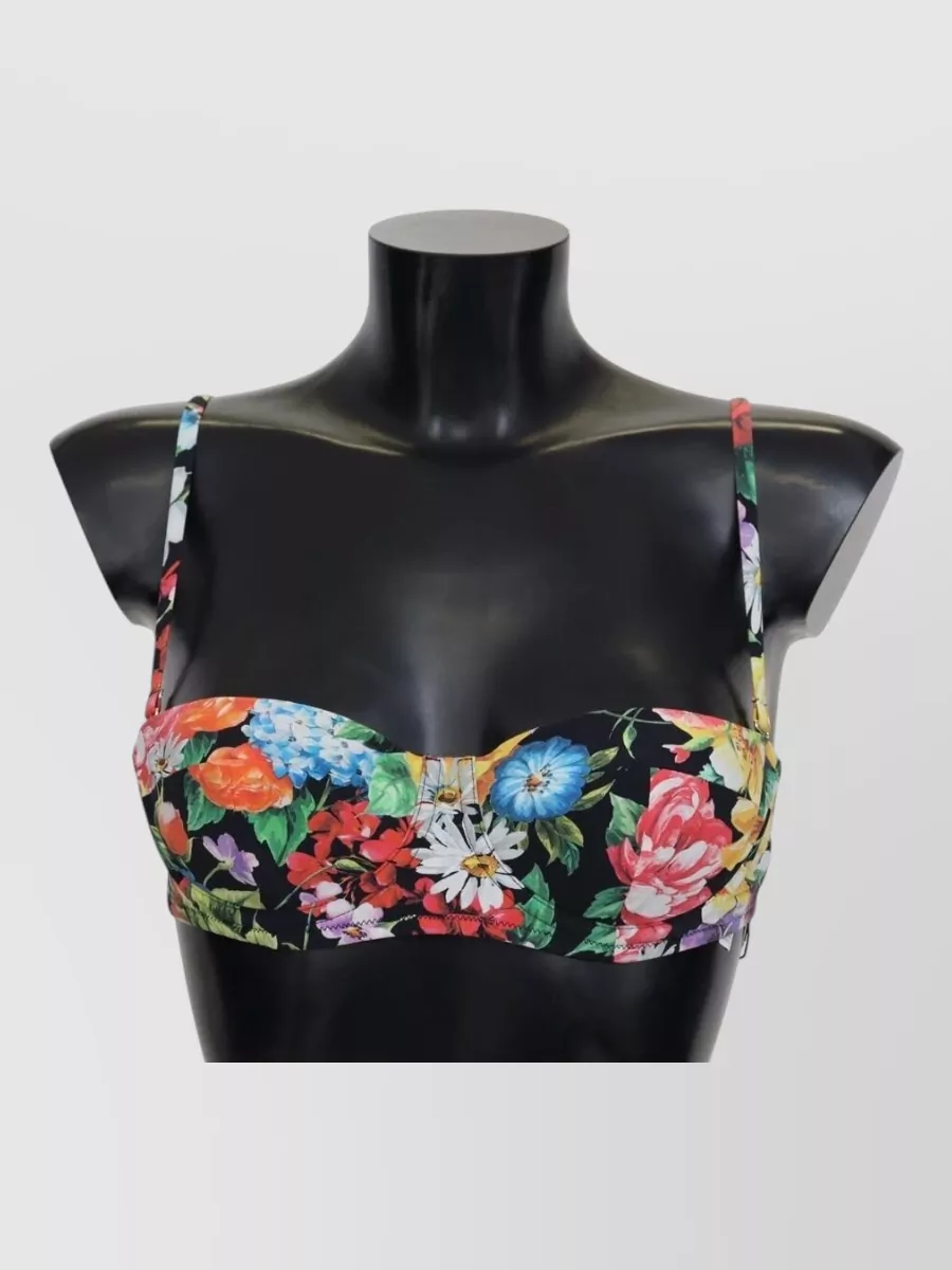 Dolce&Gabbana floral print strapless bandeau bikini top