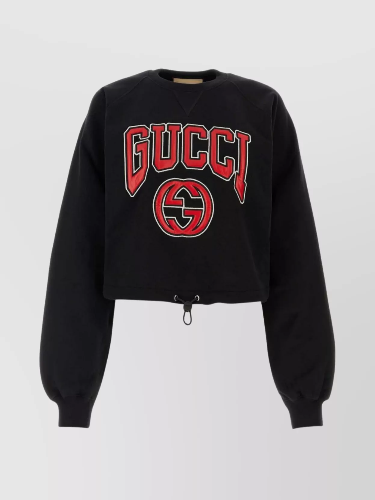 Shop Gucci Cropped Cotton Sweatshirt With Elasticated Hem