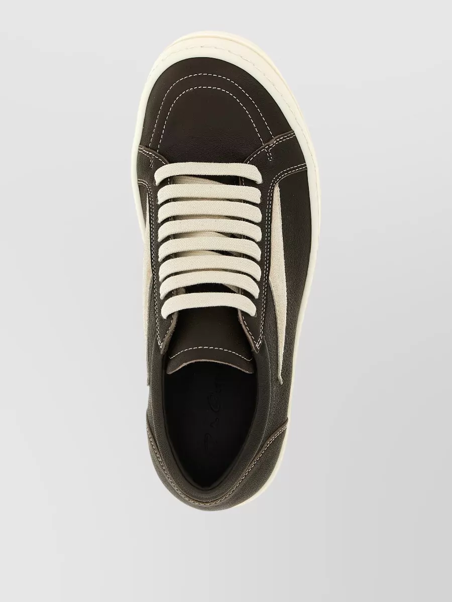 Rick Owens Leather Low-Top Lace-Up Sneakers