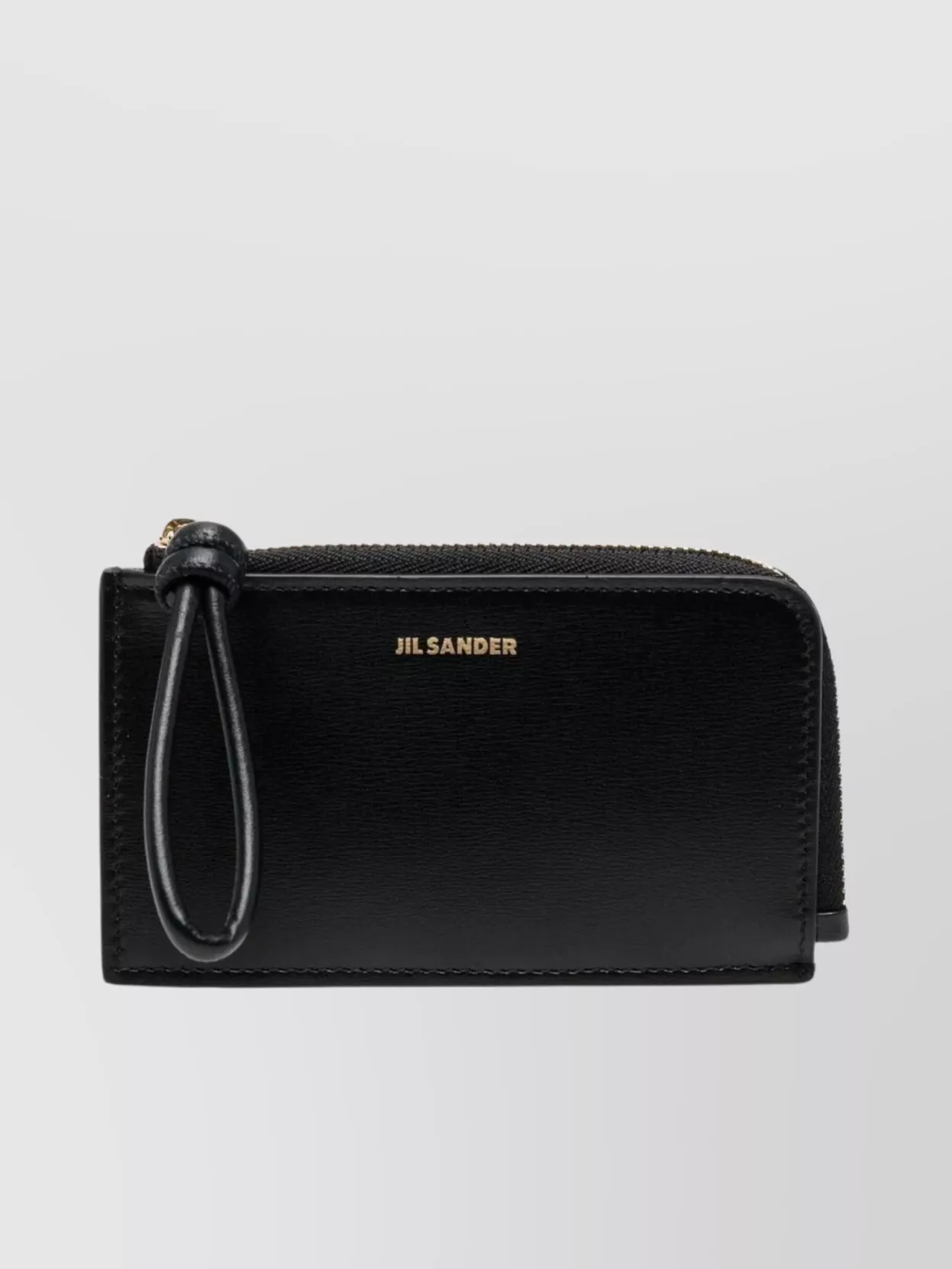 Shop Jil Sander Sleek Leather Cardholder With Nappa Leather Strap In Black