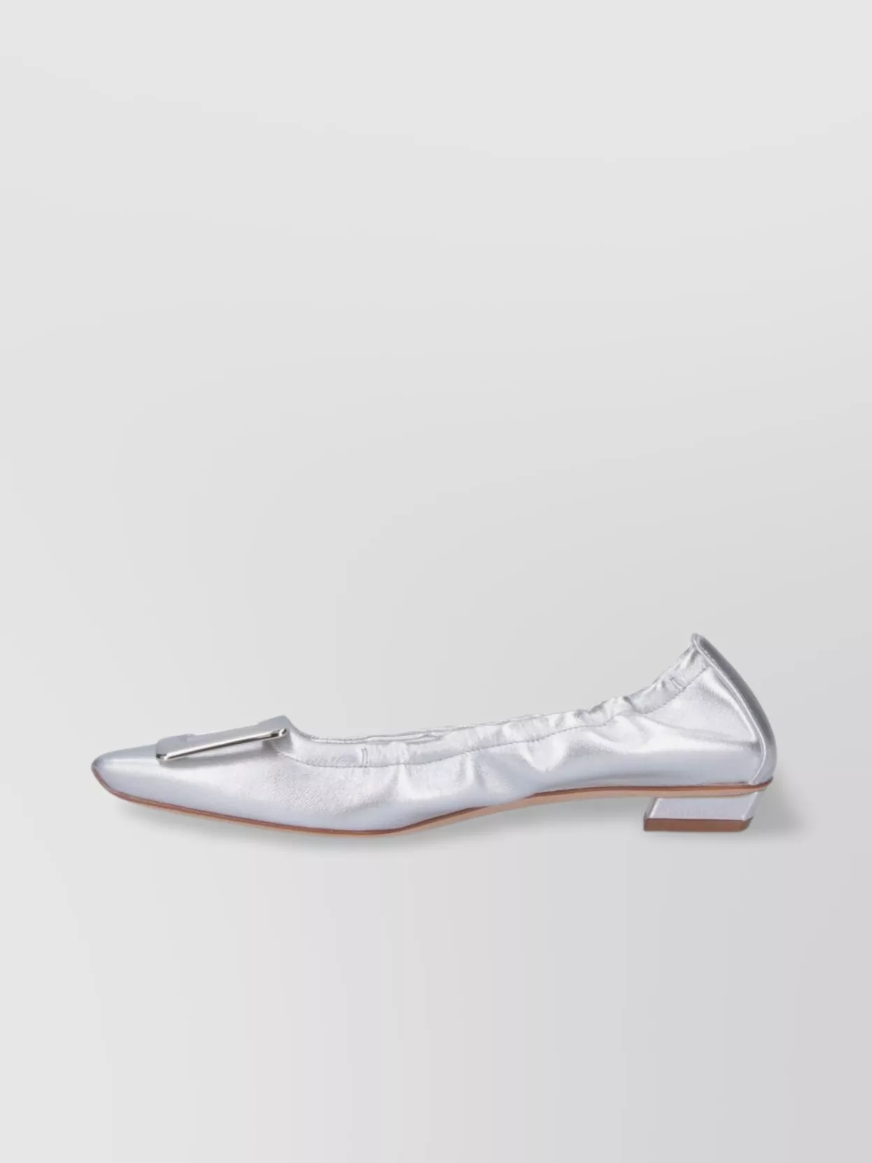 Roger Vivier Buckle Metallic Pointed Toe Ballerina Shoes