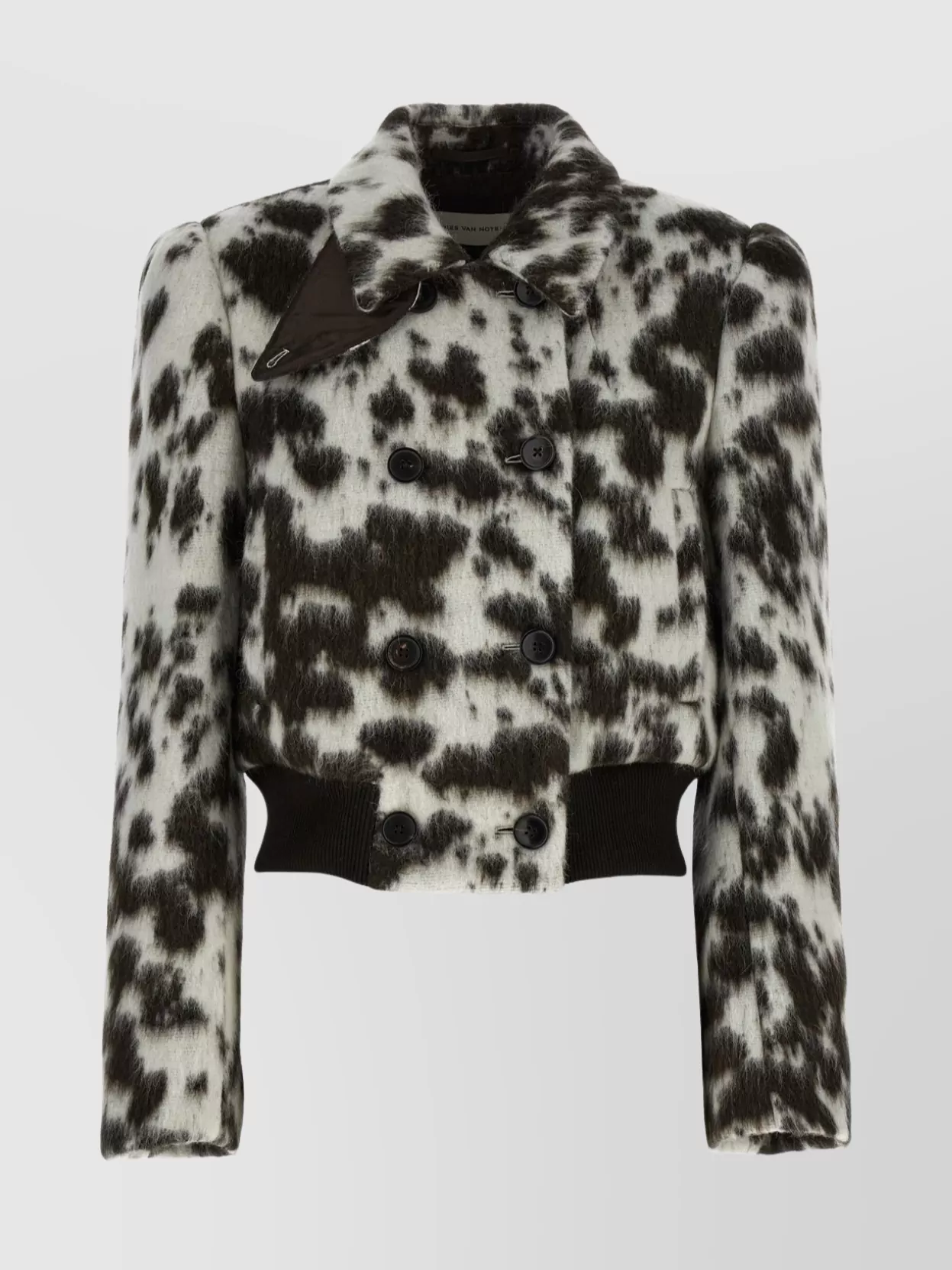 Dries Van Noten Animal Print Double Breasted Long Sleeve Coat In Multi