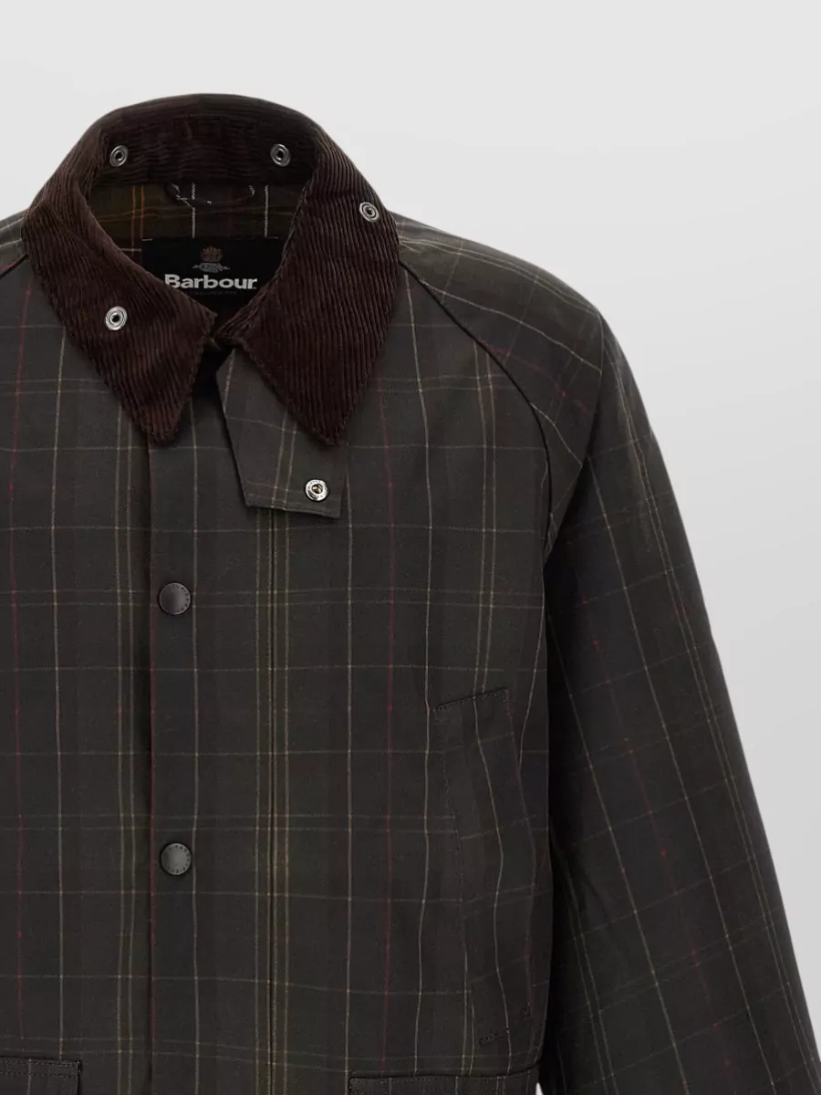 Barbour Waxed Cotton Tartan Single Breasted Coat