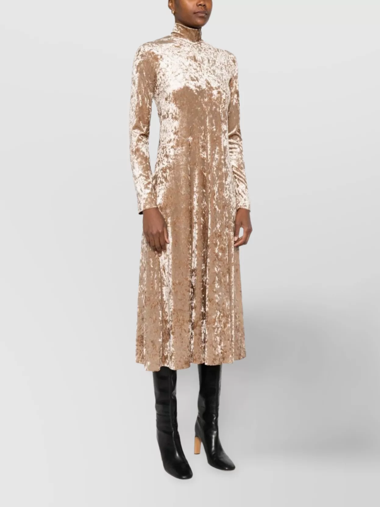 Forte Forte Long Velvet Dress High Neckline