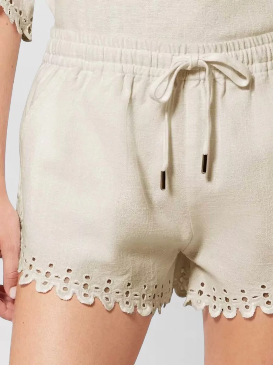 Isabel Marant Etoile Cotton Eyelet Drawstring Shorts