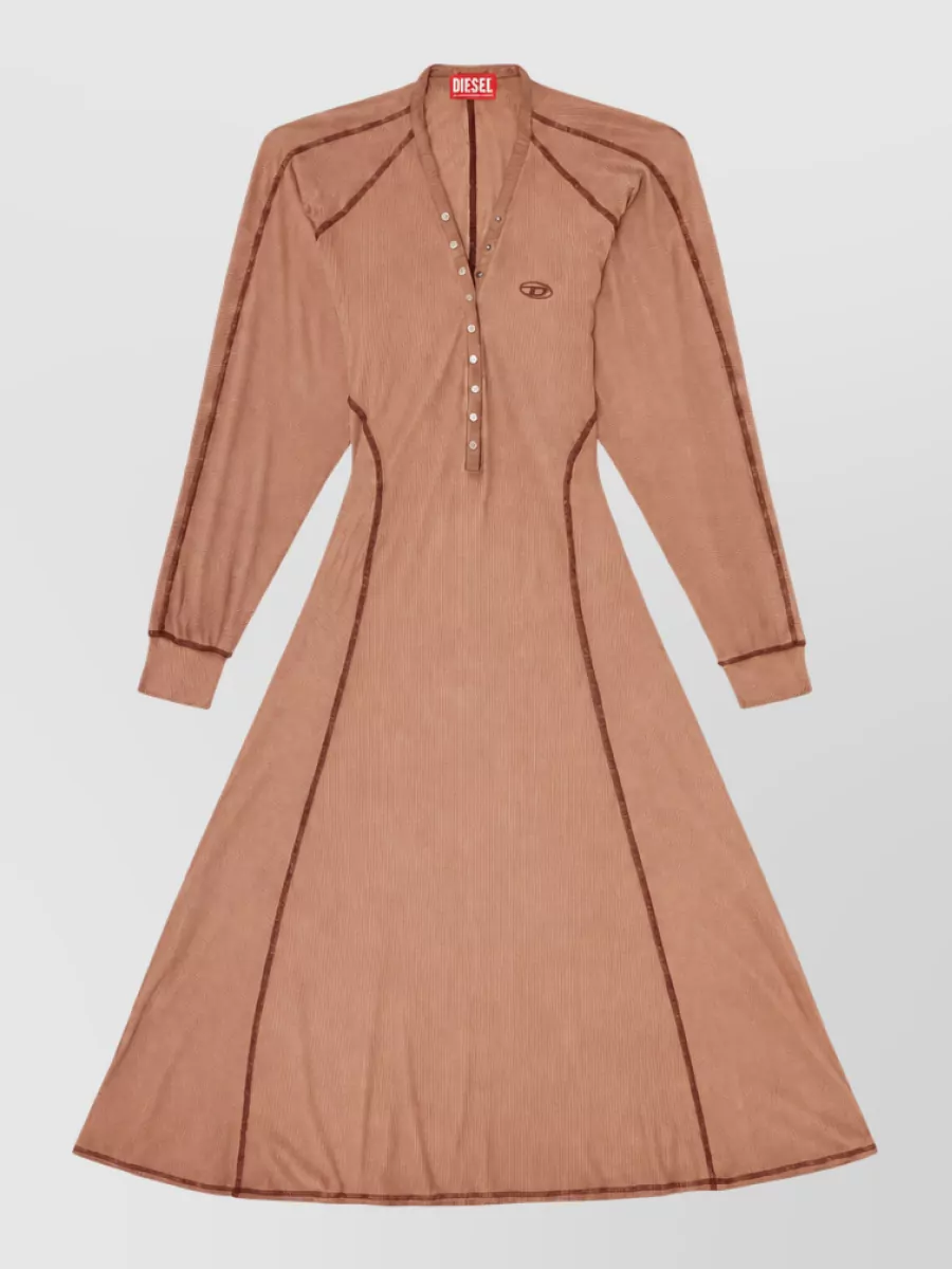 Diesel Ribbed V-Neck Batwing-Sleeve Midi Dress