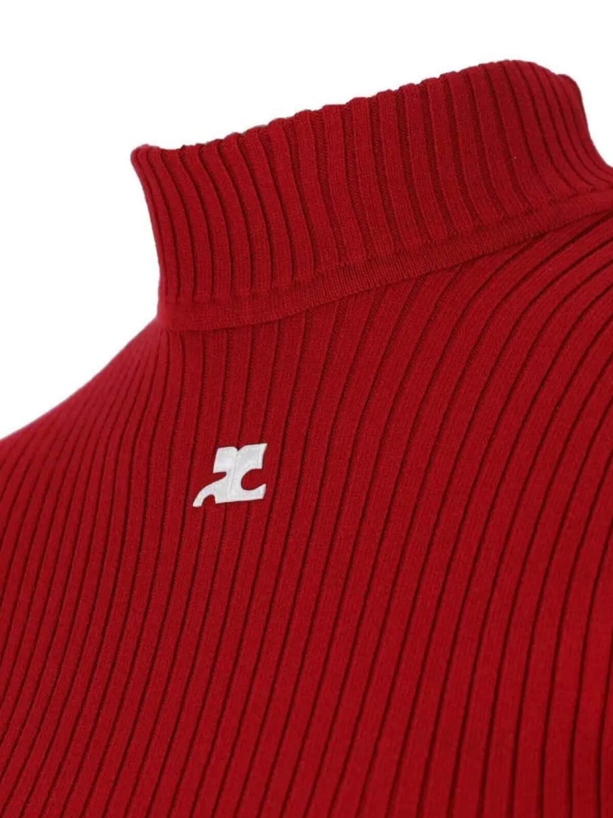 Courrèges Short Sleeve Ribbed Mock Neck Sweater