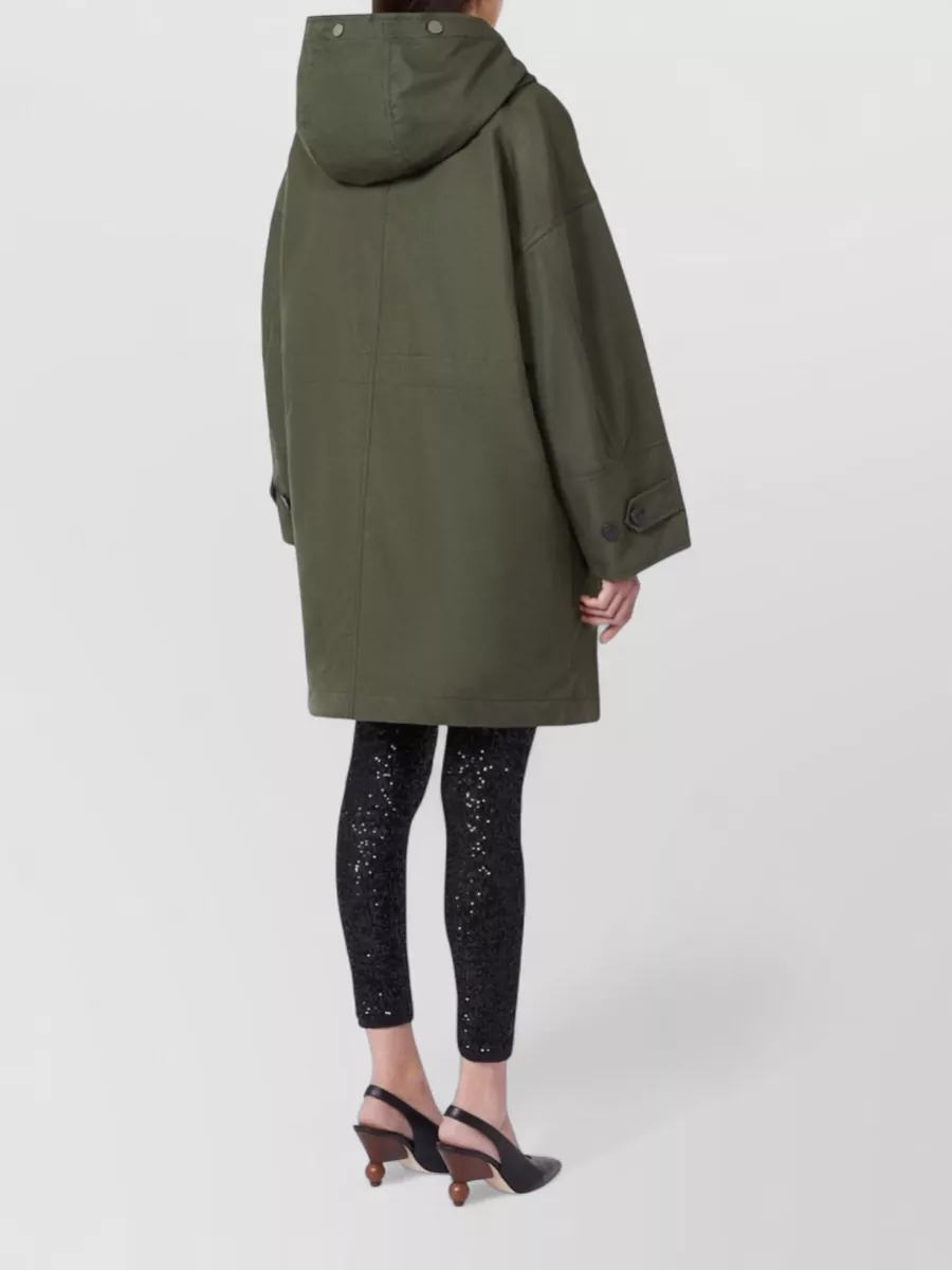 Weekend Max Mara Hooded Coat Drawstring Detail Front Pockets