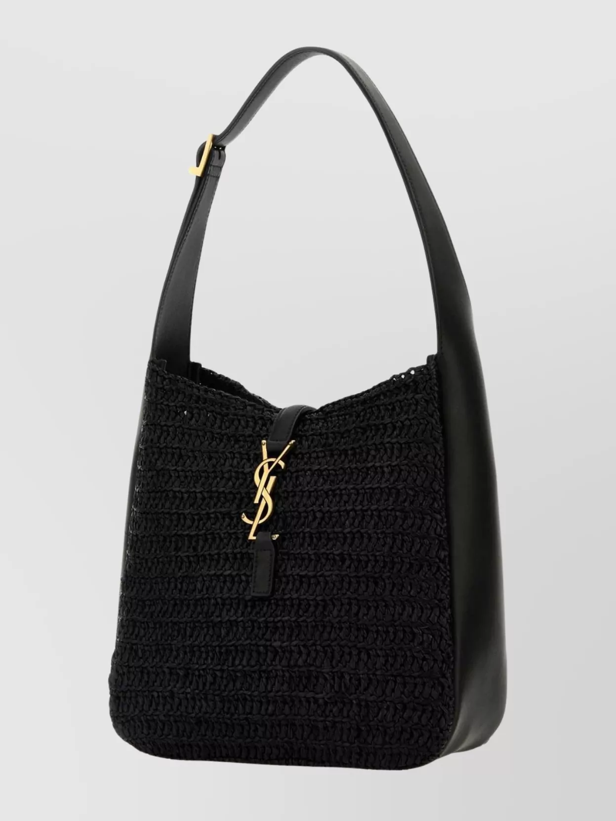 Saint Laurent Small Woven Shoulder Bag With Adjustable Strap In Black