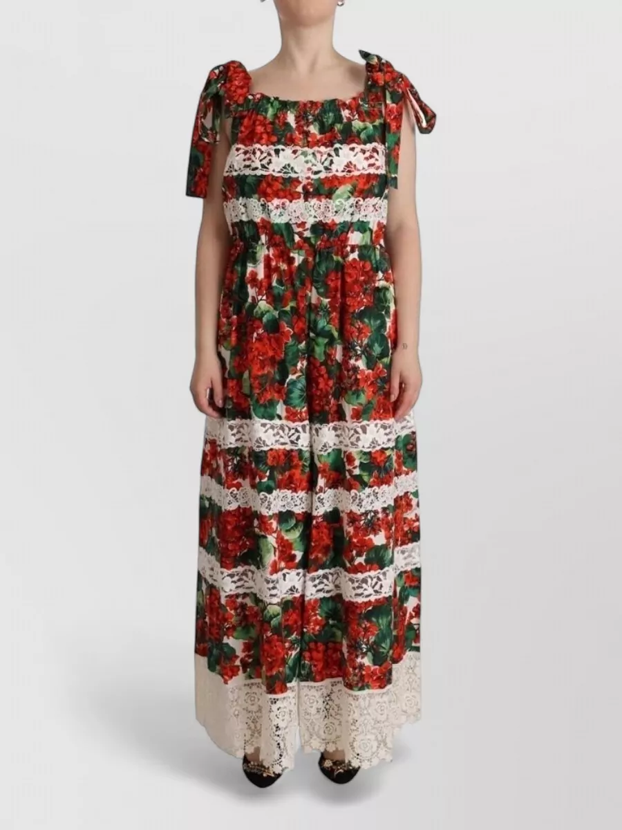 Dolce&Gabbana cotton floral lace sleeveless square-neck maxi dress