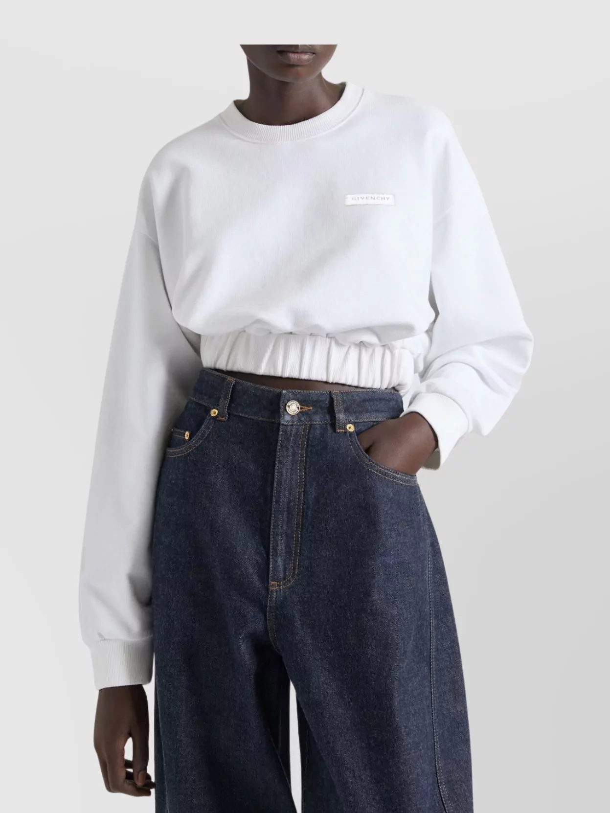 Givenchy Cropped Fleece Long Sleeve Sweatshirt