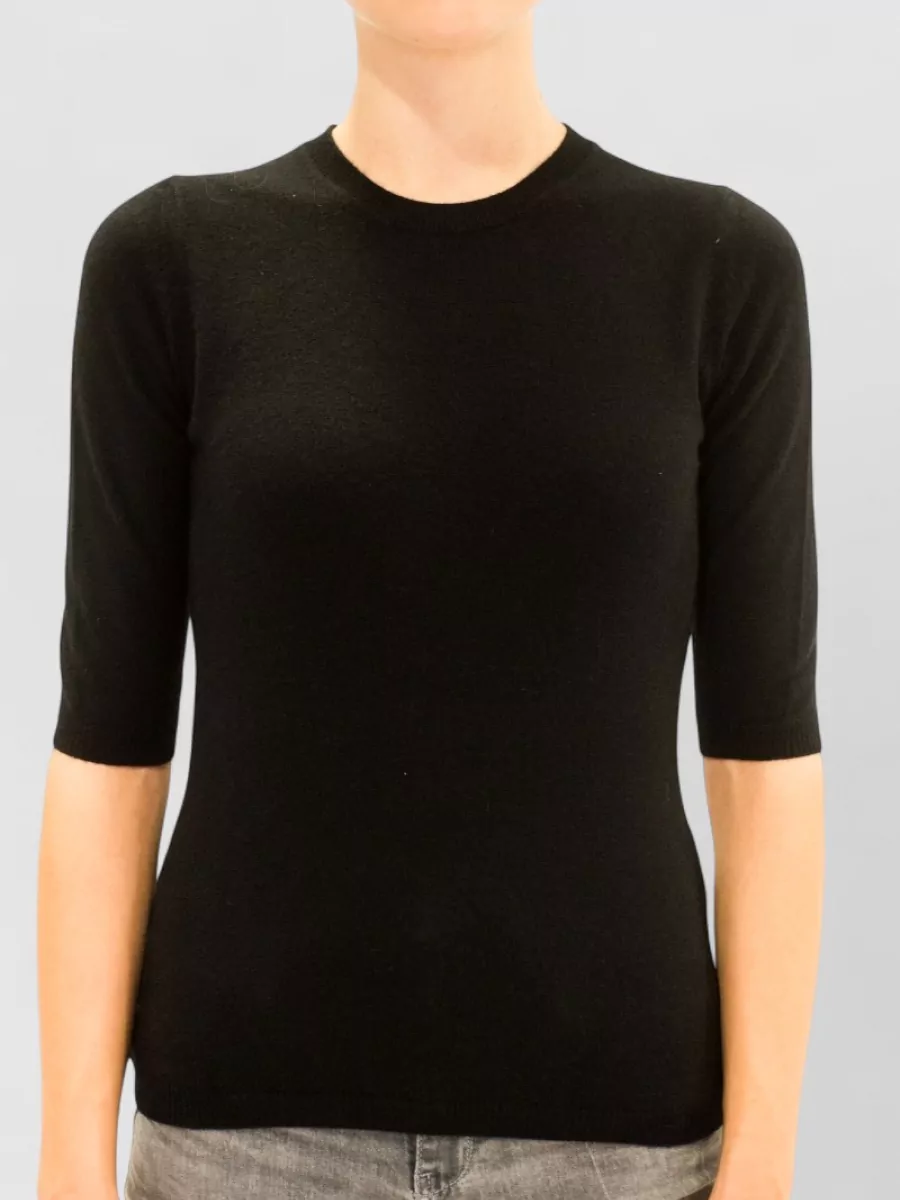 La Rose cashmere 3/4-sleeve knitted top