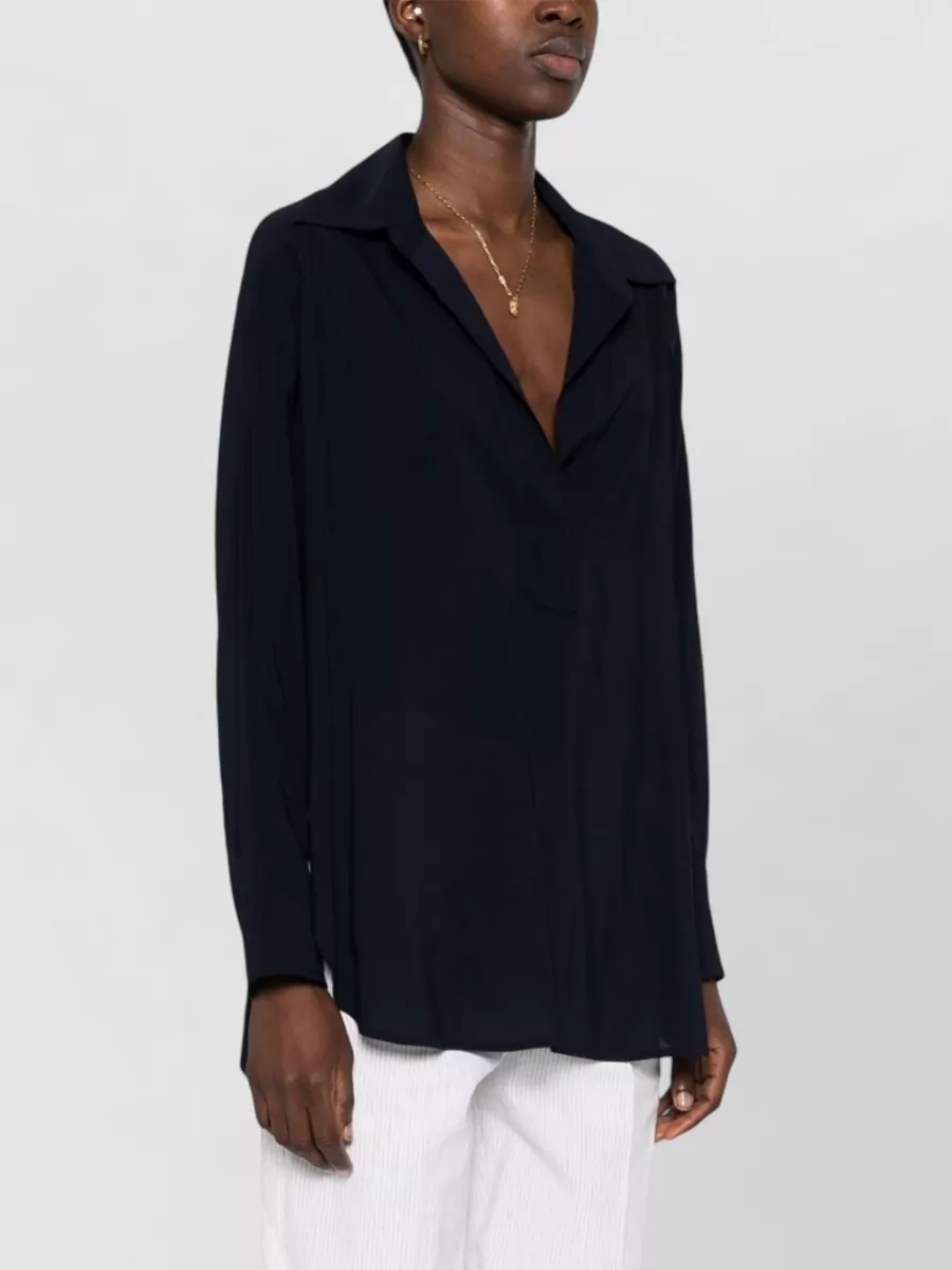Alberto Biani Ribbed V-Neck Long-Sleeve Blouse