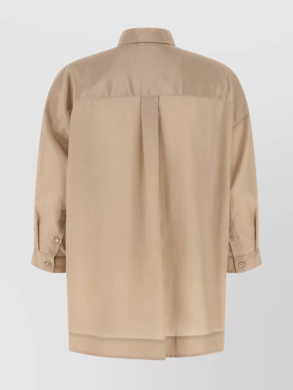 Peserico Longline Shirt With Chest Pocket In Nude