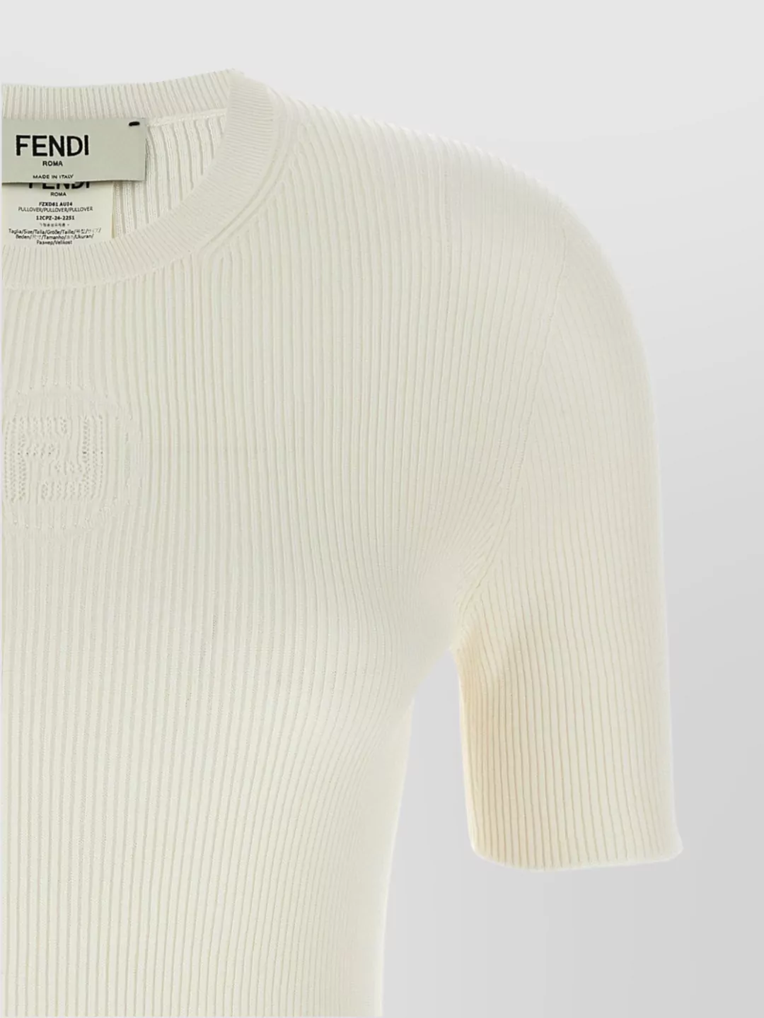 Fendi Knitwear Crew Neck Short Sleeves Ribbed Texture