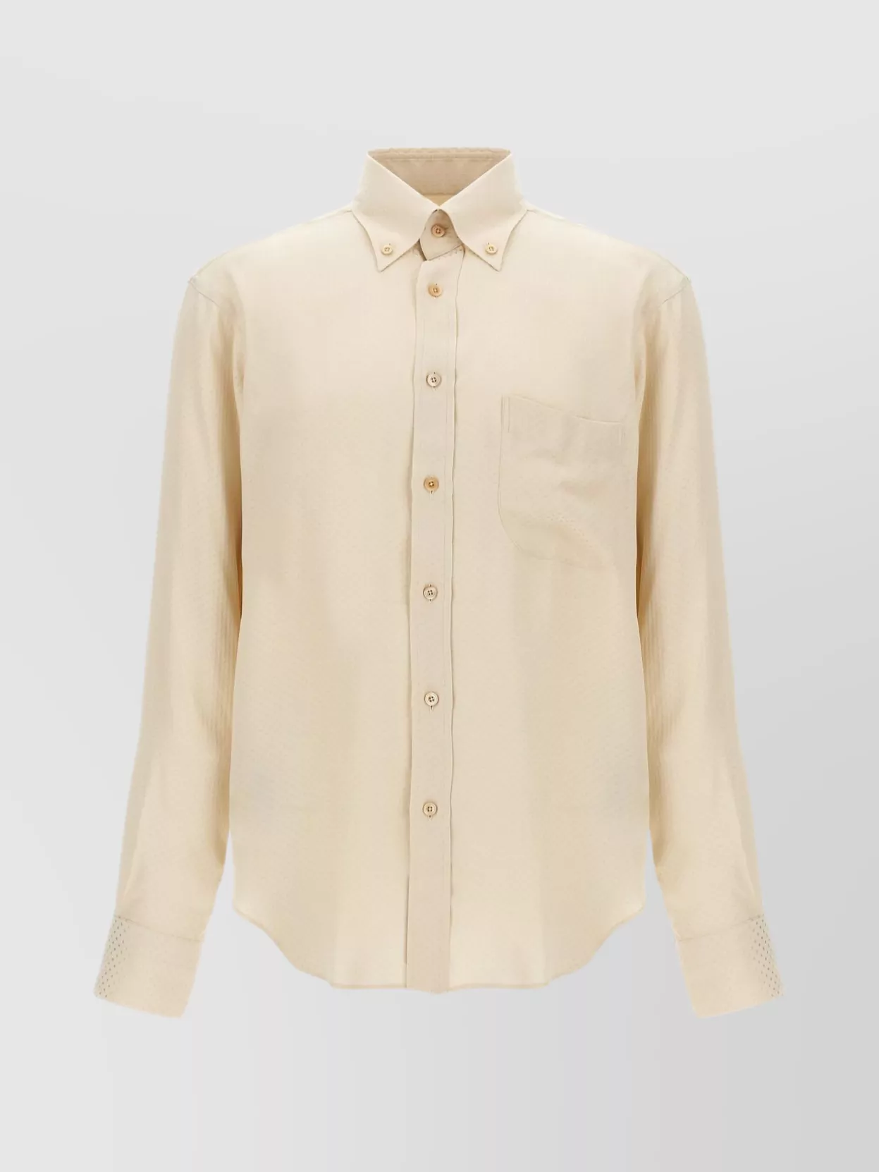Tom Ford Dotted Shirt With Collar And Pocket In Neutral