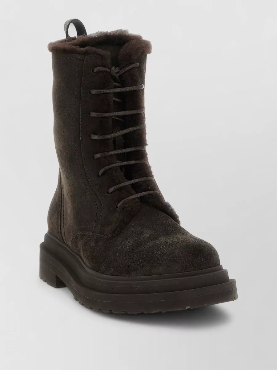Brunello Cucinelli leather shearling ankle boots