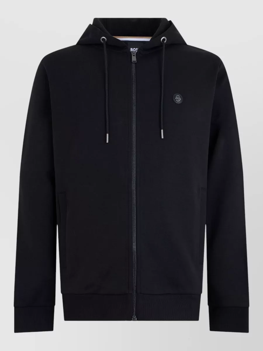 Boss cotton zip up hooded sweatshirt