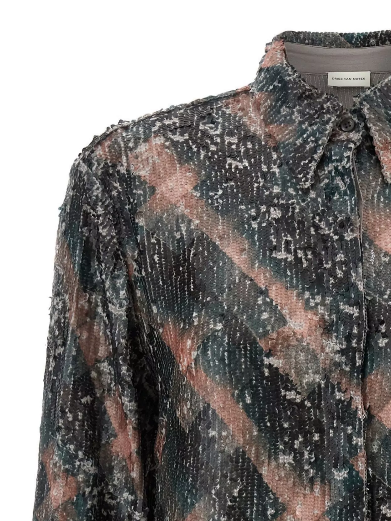 Dries Van Noten Abstract Pattern Long Sleeve Collared Shirt