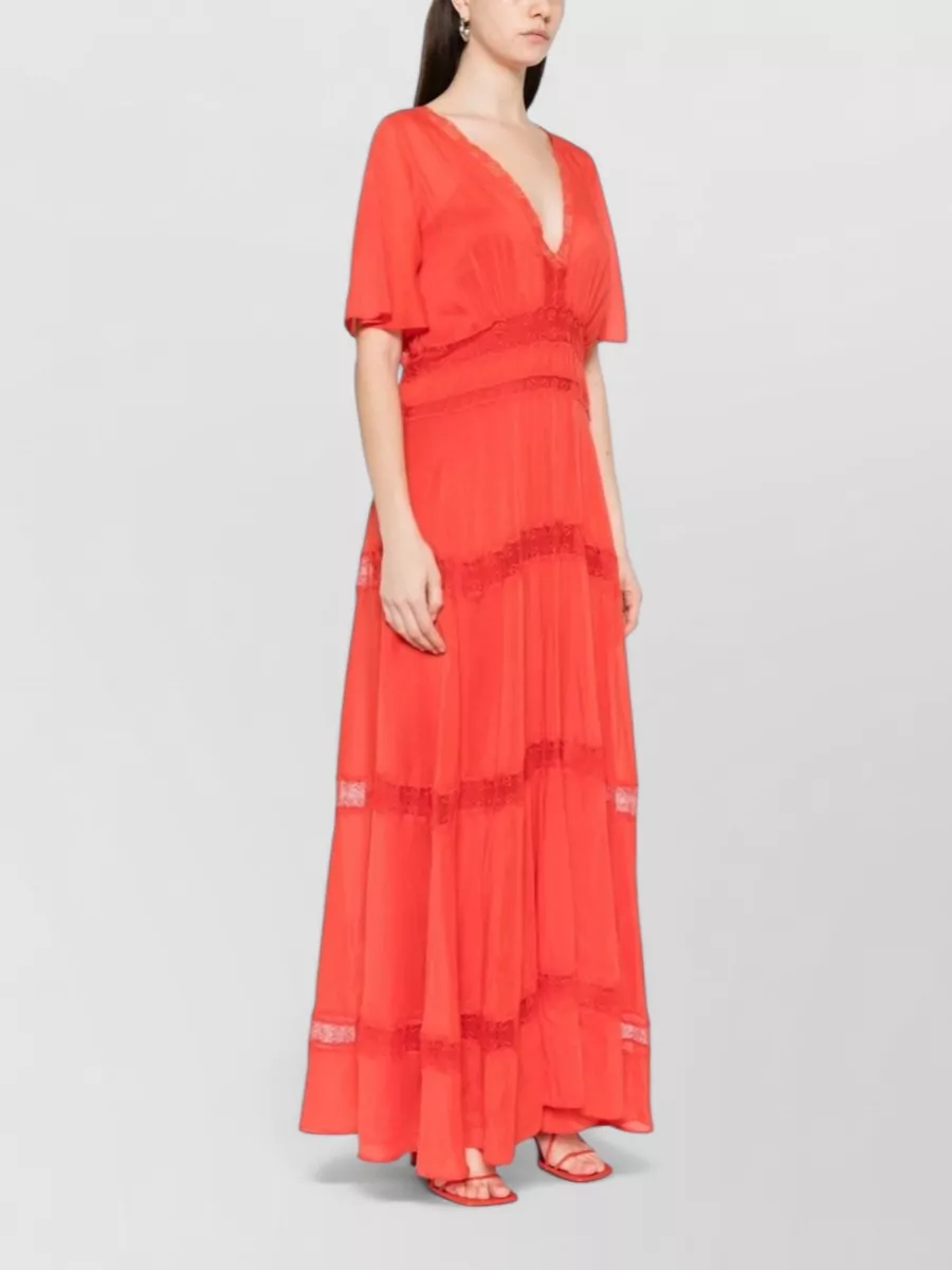 Forte Forte Silk V-Neck Short-Sleeve Maxi Dress