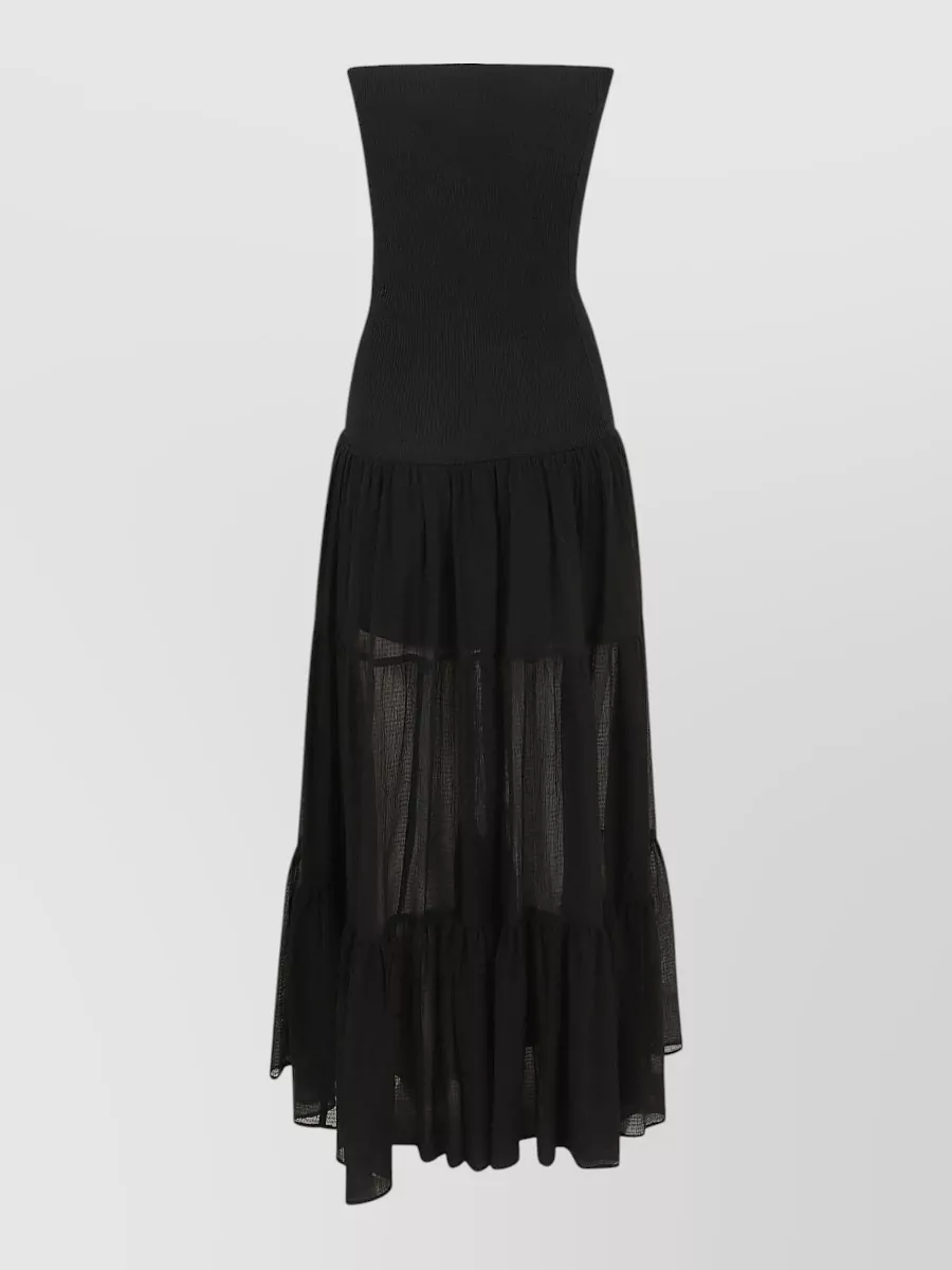 Pinko Cotton Silk Strapless Ribbed Maxi Dress