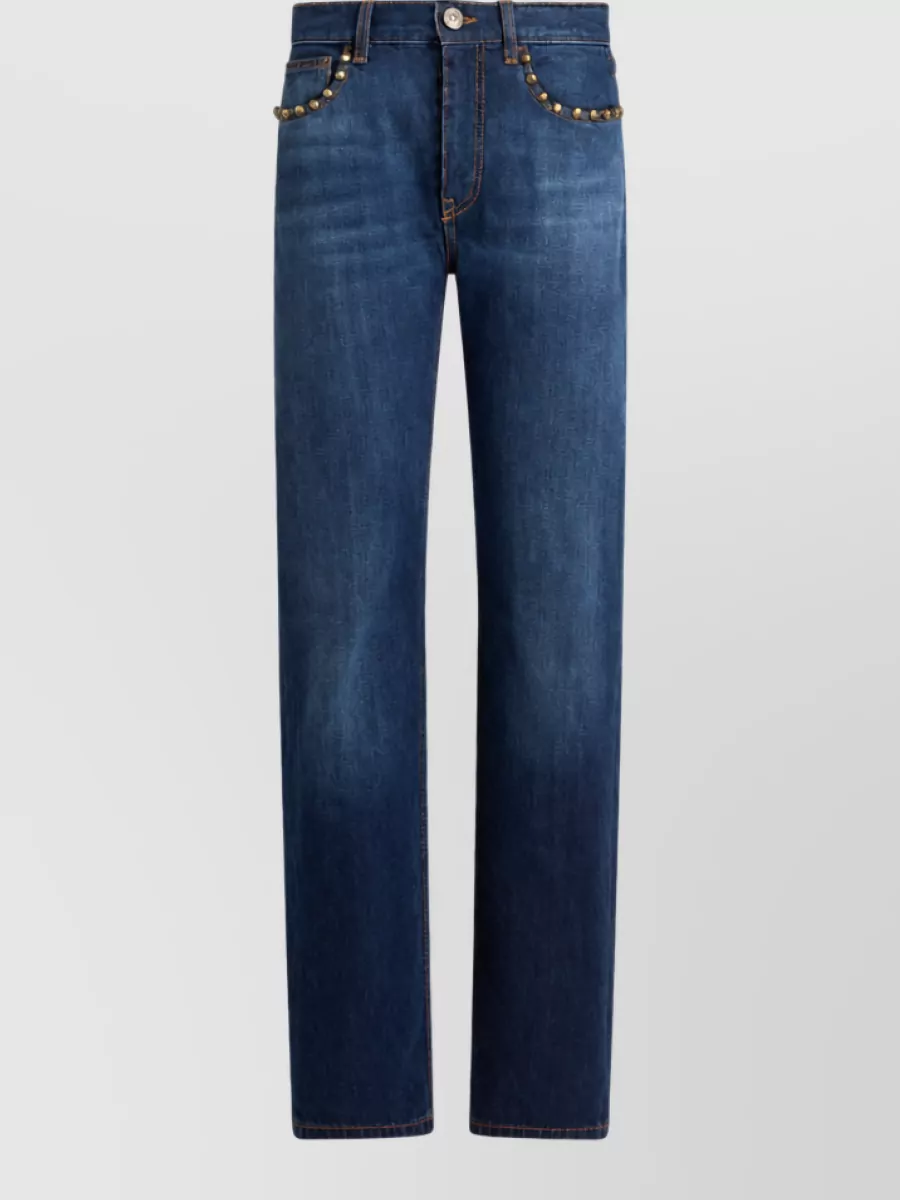 Etro studded straight-leg jeans