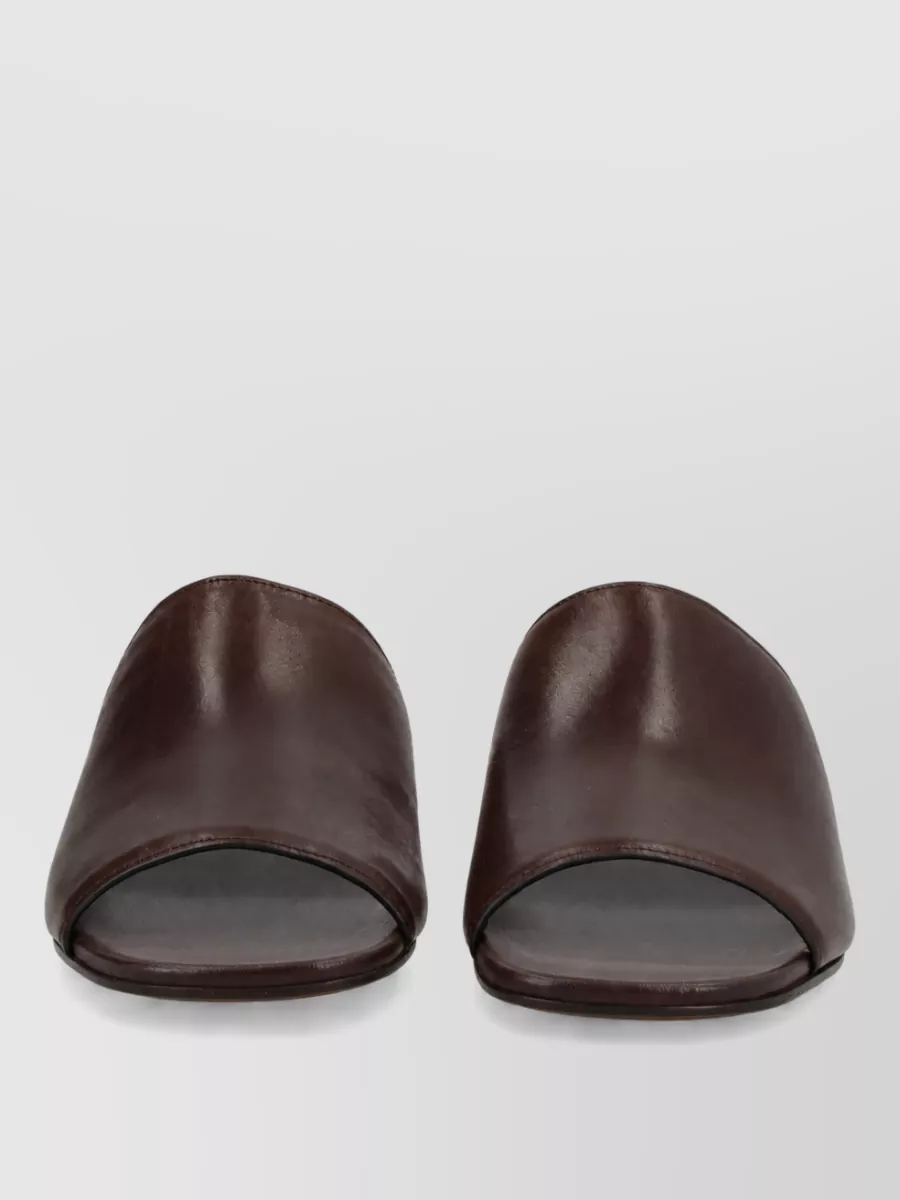 Brunello Cucinelli Leather Mules Open Toe Decorated Heel