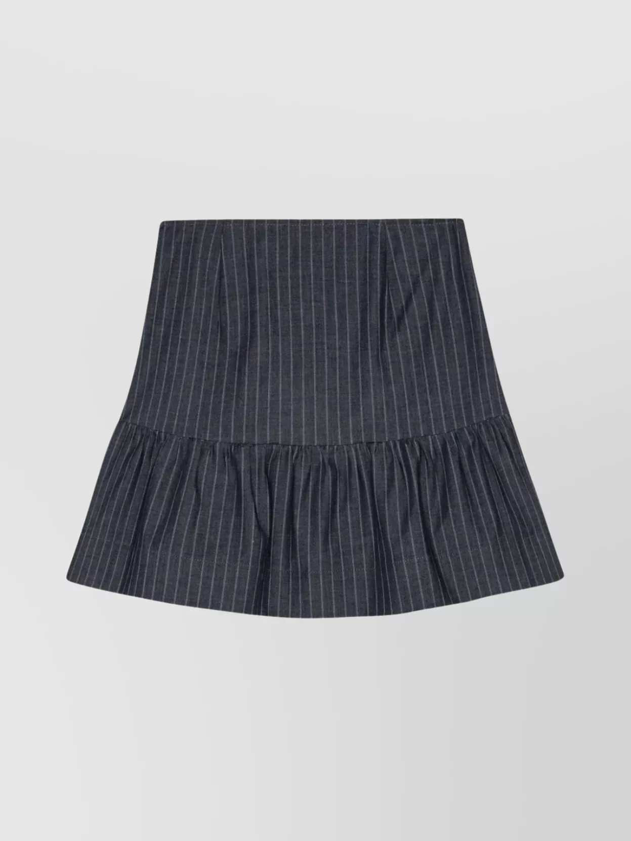 Shop Ganni Flounce Striped Mini Skirt
