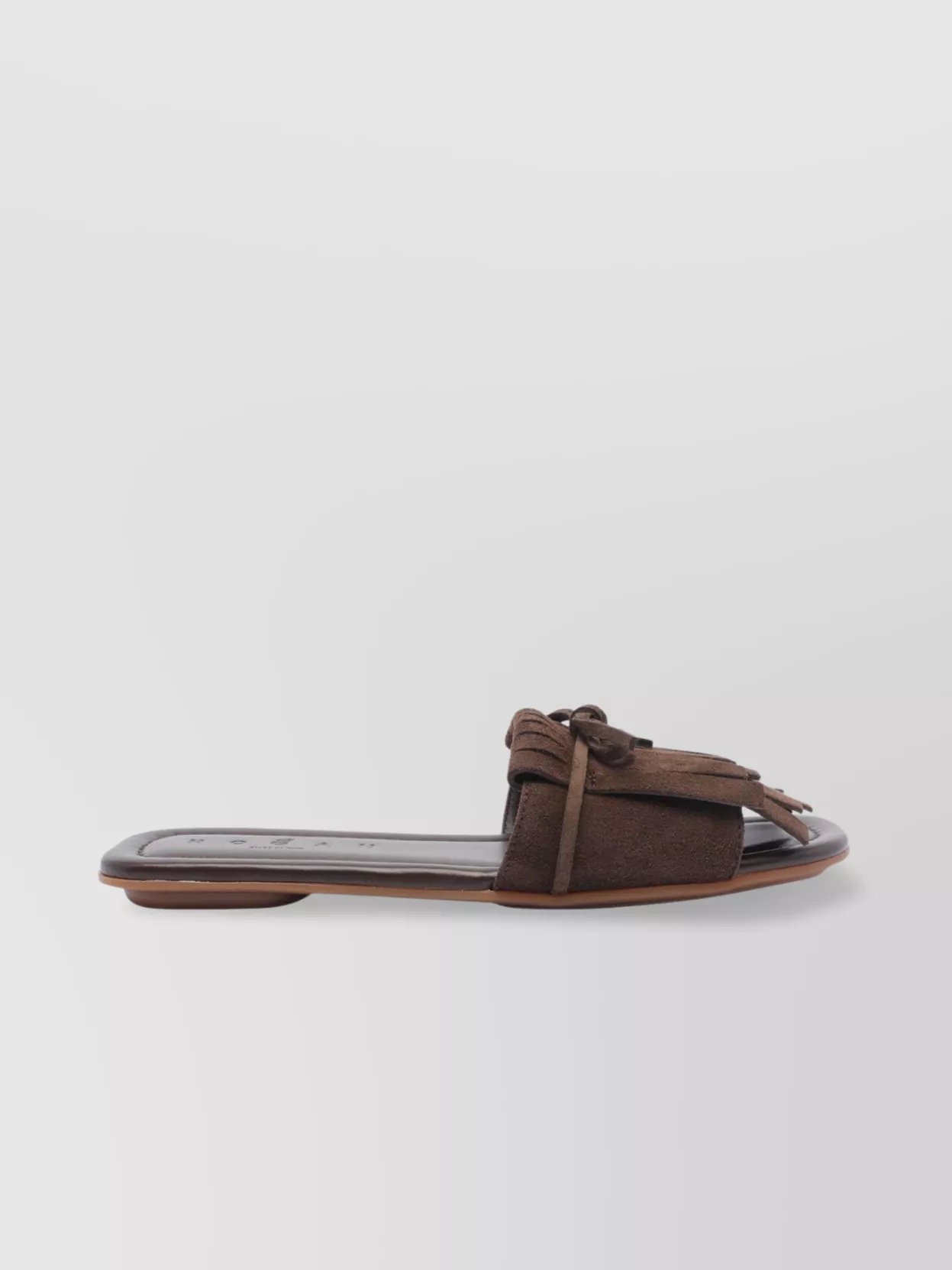 Hogan Fringe Detail Suede Sandals With Square Toe