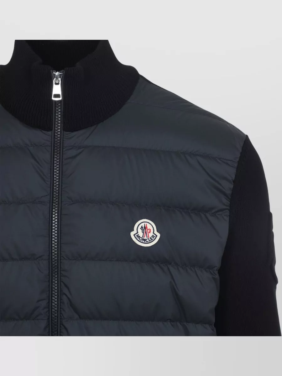 Moncler Quilted Cardigan Jacket Long Sleeves Ribbed Collar