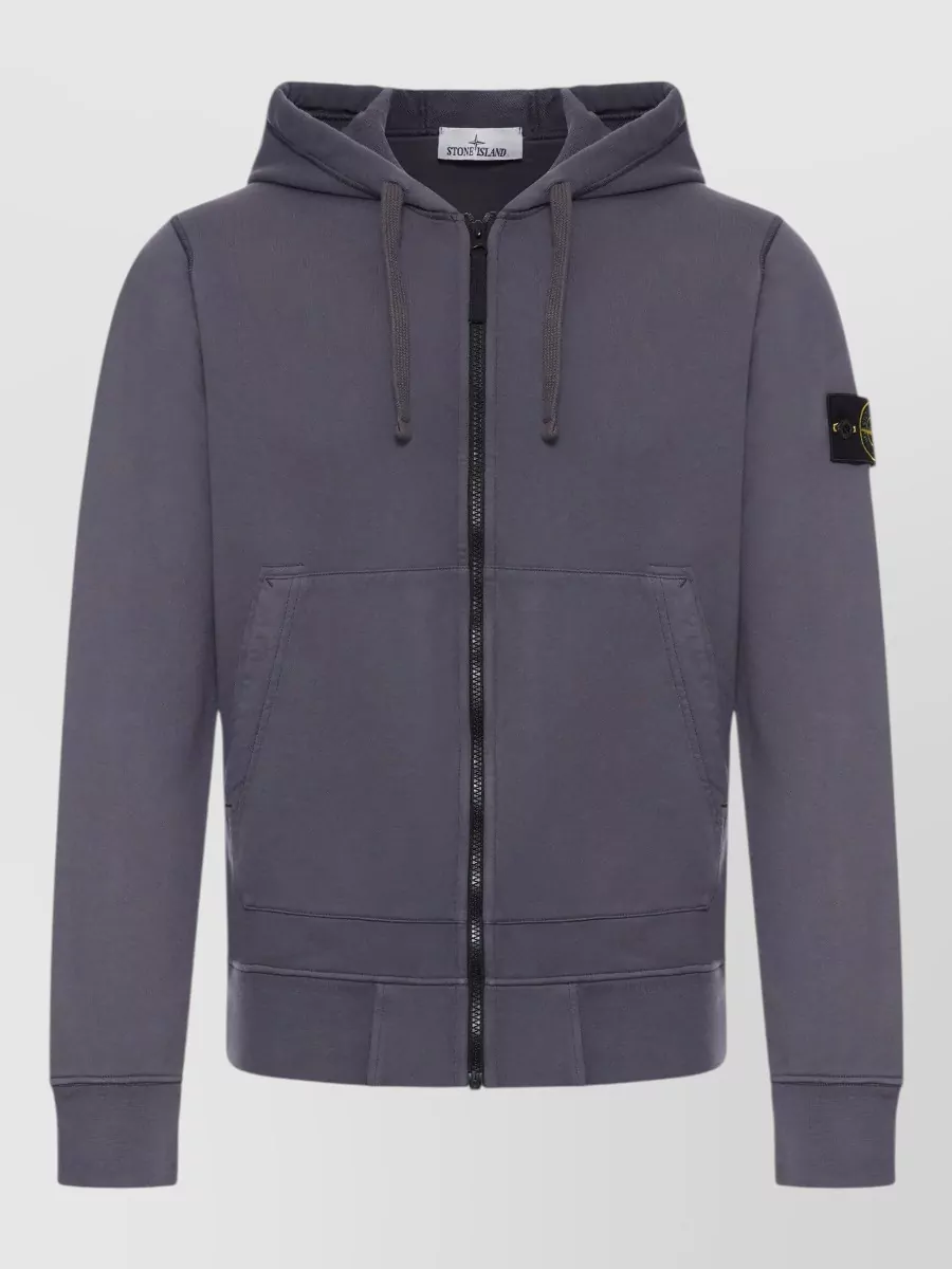 Stone Island Cotton hooded zip-up sweatshirt