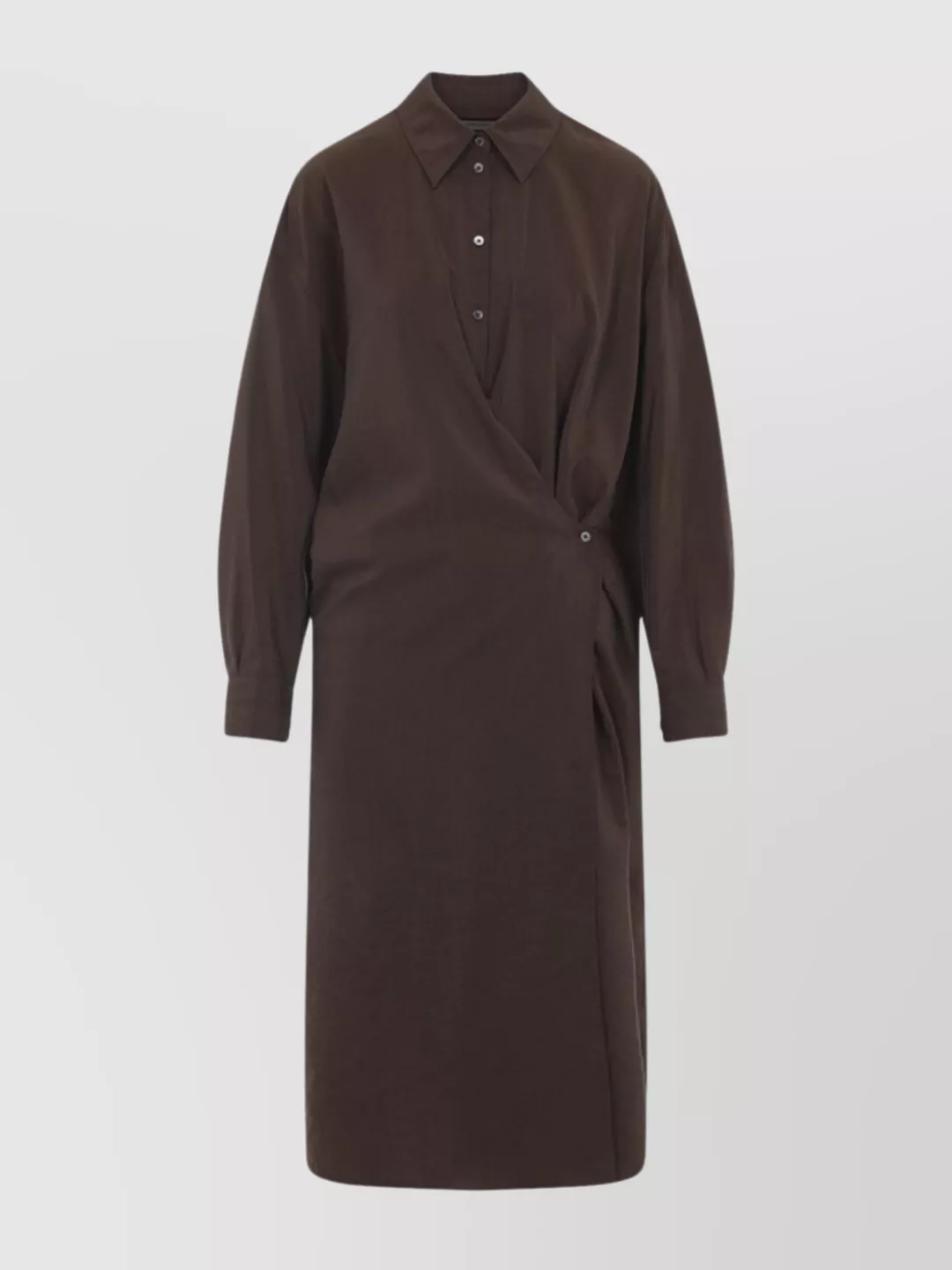 Lemaire Twisted Dress With Straight Collar And Buttons In Burgundy