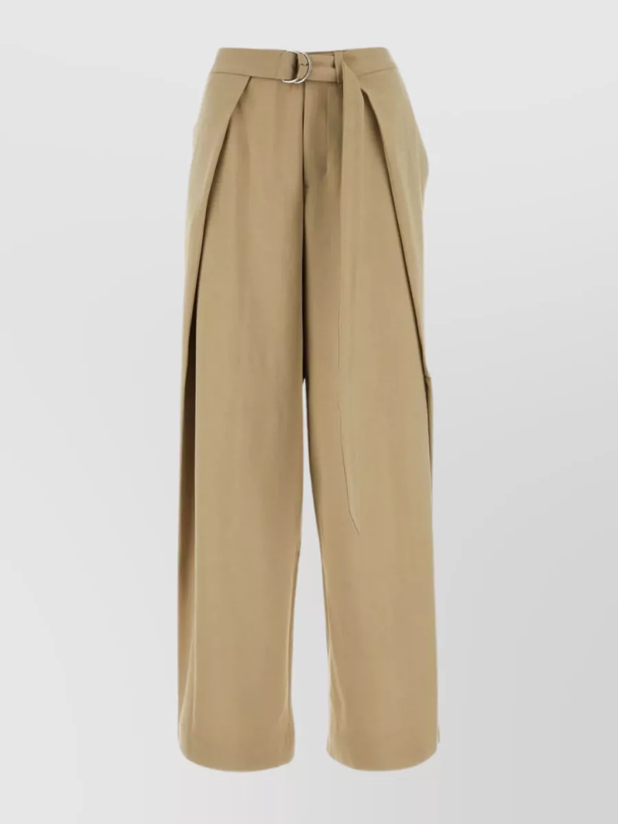 Shop Ami Alexandre Mattiussi Wide-leg Pant With High Waist And Adjustable Belt In Brown