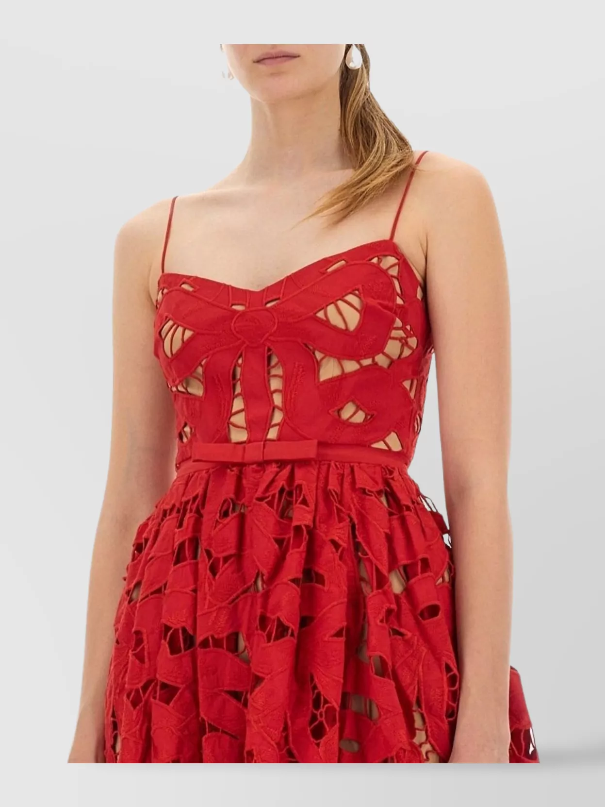 Self-Portrait Embroidered Bow Midi Dress