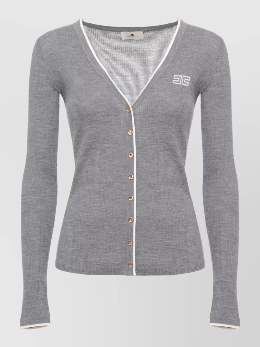Elisabetta Franchi ribbed wool crewneck cardigan