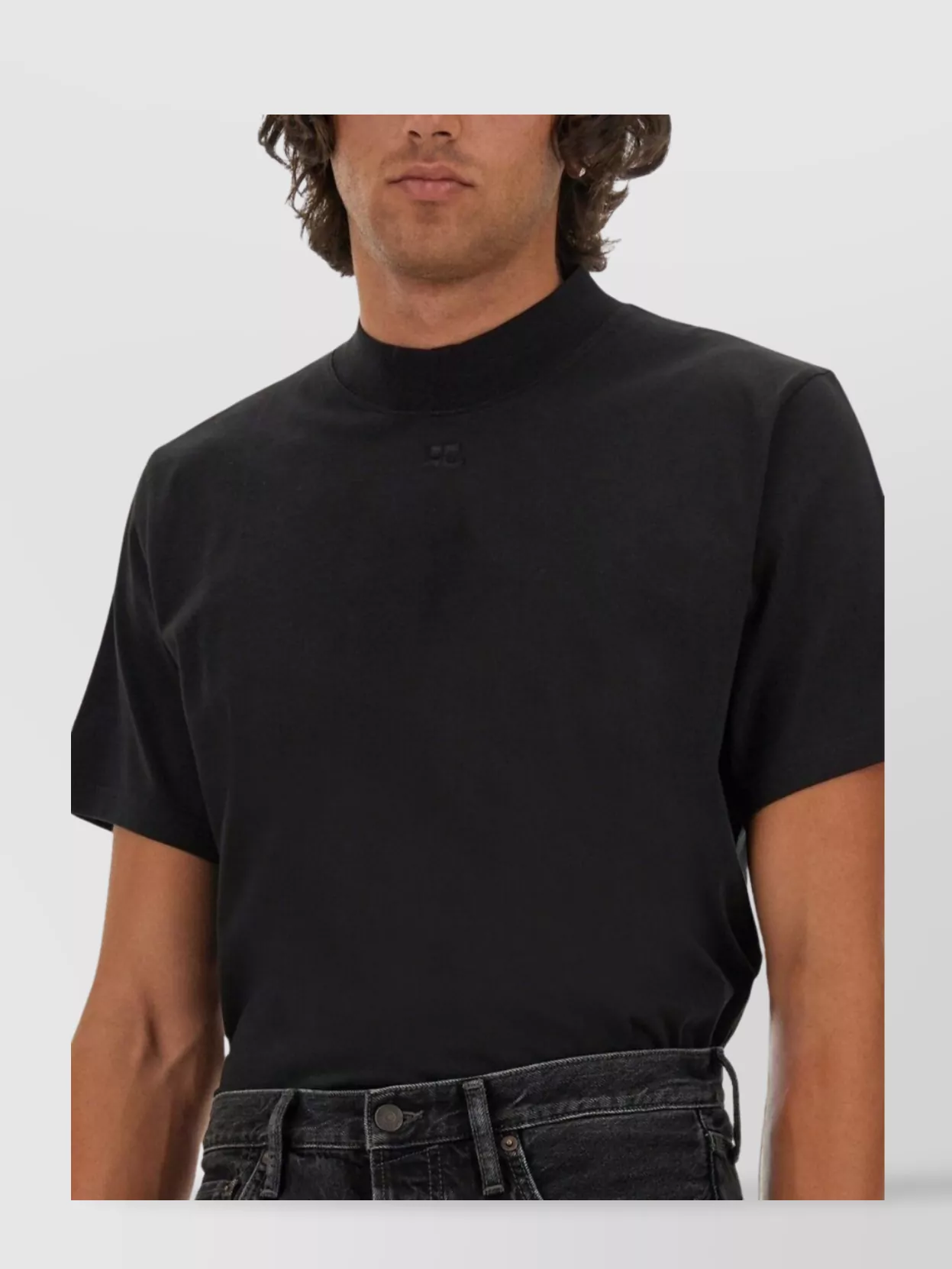 Courrèges Logo Print T-Shirt With Ribbed Neckline