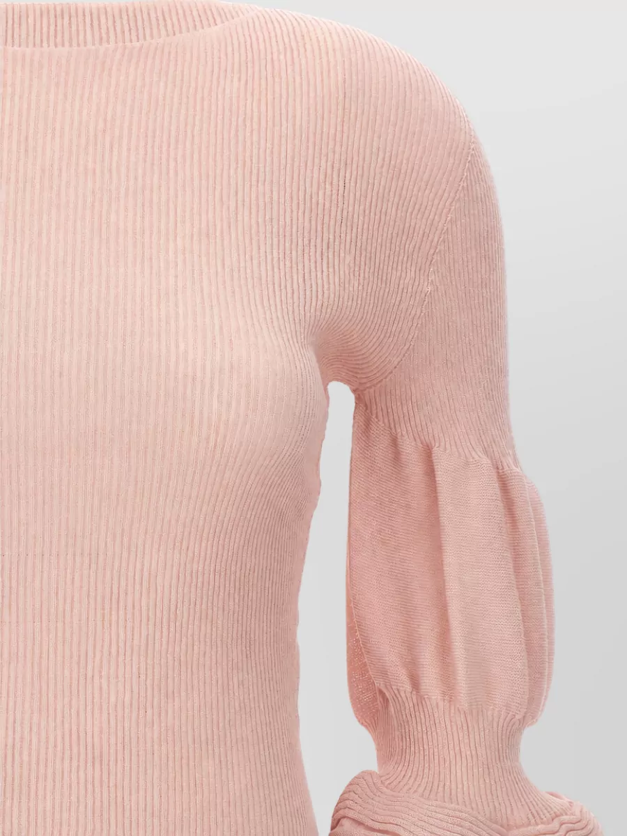 Issey Miyake Long-Sleeve Puff-Sleeve Knit Top