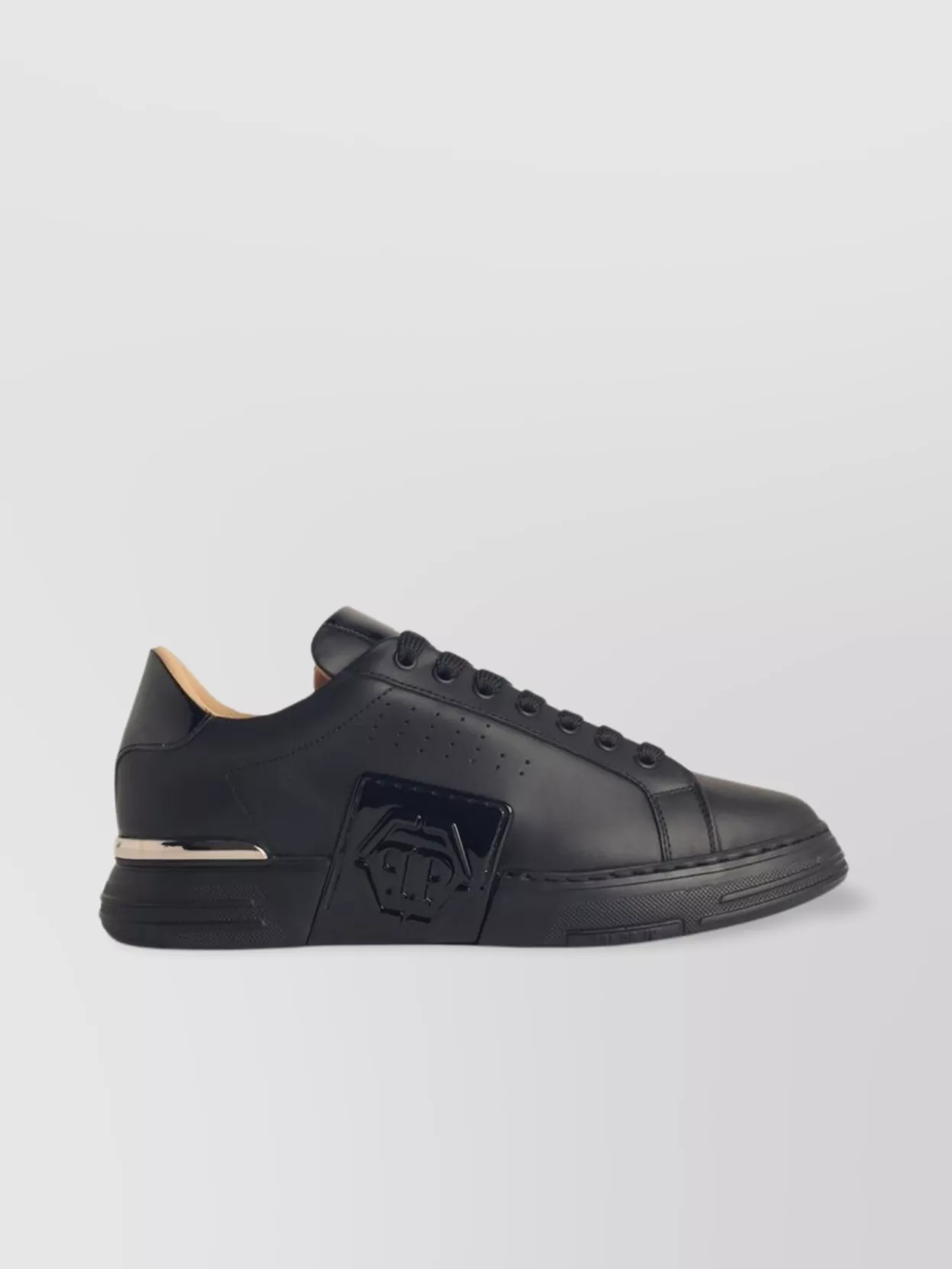 Philipp Plein 'hexagon' Leather Sneakers Featuring Perforated Detailing