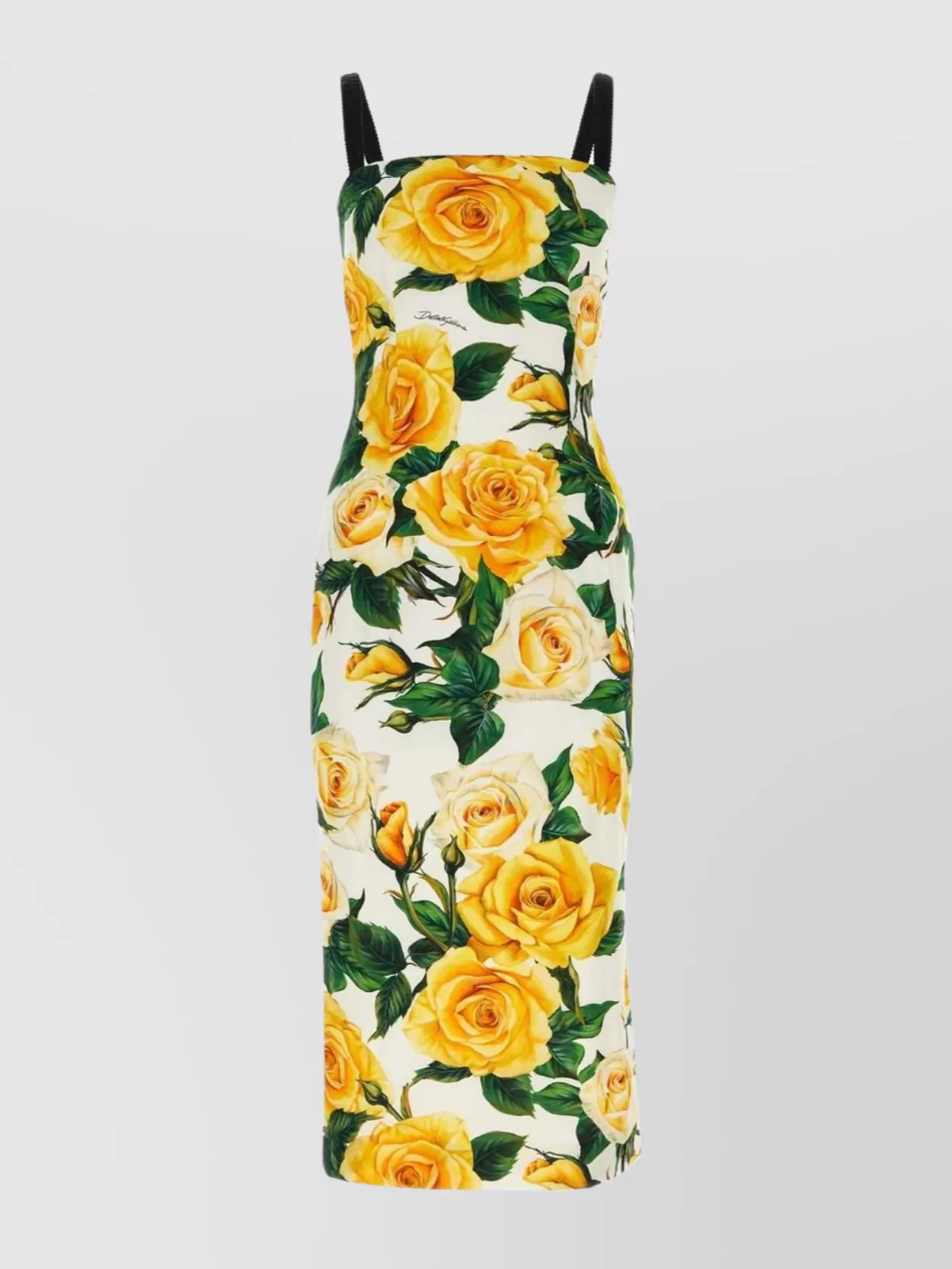 Shop Dolce & Gabbana Silk Dress With Floral Print And Spaghetti Straps