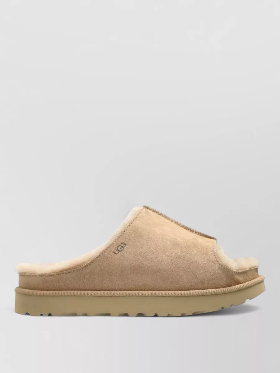 Ugg Shearling-Lined Suede Leather Slides